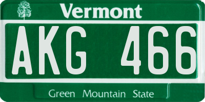 VT license plate AKG466