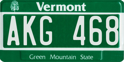 VT license plate AKG468