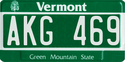VT license plate AKG469