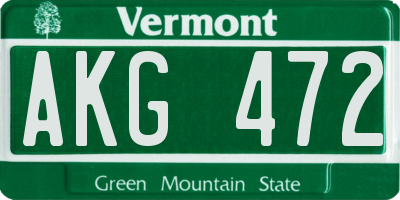 VT license plate AKG472