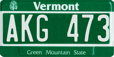 VT license plate AKG473