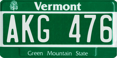 VT license plate AKG476