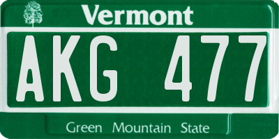 VT license plate AKG477
