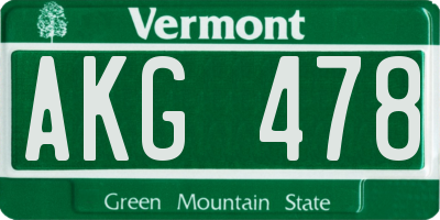VT license plate AKG478