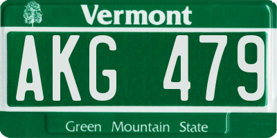 VT license plate AKG479