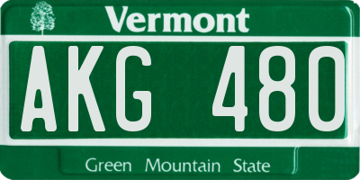 VT license plate AKG480