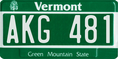 VT license plate AKG481