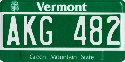 VT license plate AKG482