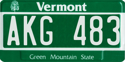VT license plate AKG483