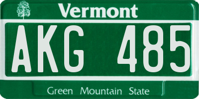 VT license plate AKG485