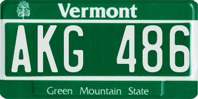 VT license plate AKG486