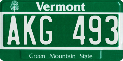VT license plate AKG493