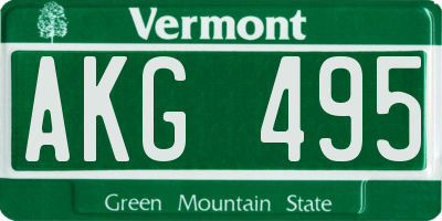 VT license plate AKG495
