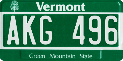 VT license plate AKG496