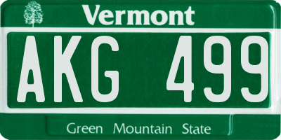 VT license plate AKG499