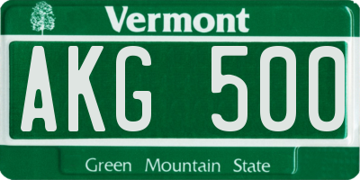 VT license plate AKG500