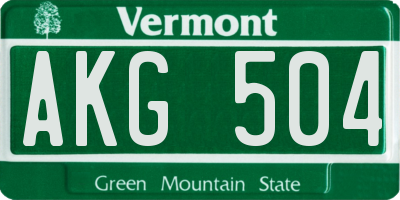 VT license plate AKG504