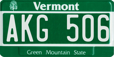 VT license plate AKG506