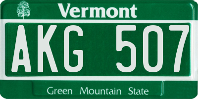 VT license plate AKG507