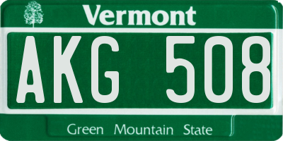 VT license plate AKG508