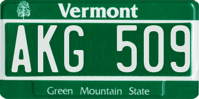 VT license plate AKG509