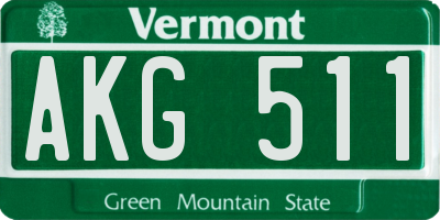 VT license plate AKG511