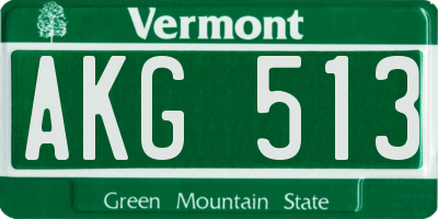 VT license plate AKG513