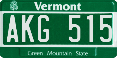 VT license plate AKG515