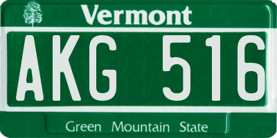 VT license plate AKG516