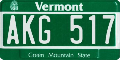 VT license plate AKG517