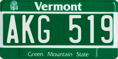 VT license plate AKG519