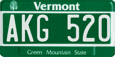 VT license plate AKG520