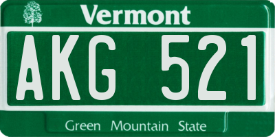 VT license plate AKG521