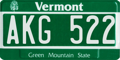 VT license plate AKG522