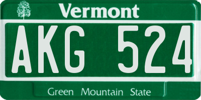 VT license plate AKG524