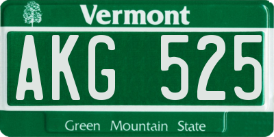 VT license plate AKG525