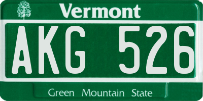 VT license plate AKG526