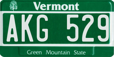 VT license plate AKG529