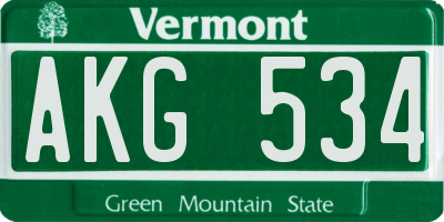 VT license plate AKG534
