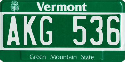 VT license plate AKG536