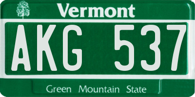 VT license plate AKG537