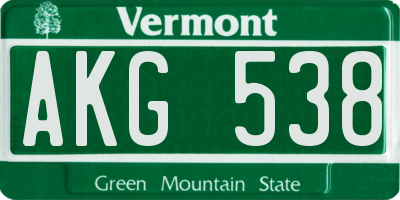 VT license plate AKG538