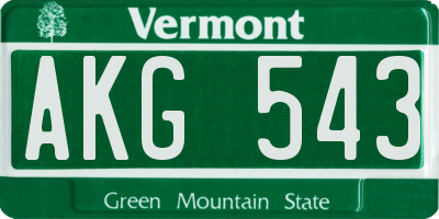 VT license plate AKG543