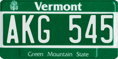 VT license plate AKG545