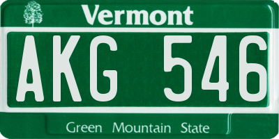 VT license plate AKG546