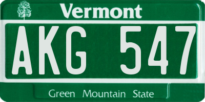 VT license plate AKG547