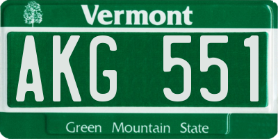 VT license plate AKG551