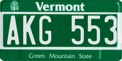 VT license plate AKG553