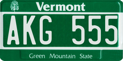 VT license plate AKG555