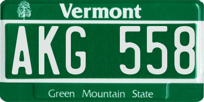 VT license plate AKG558